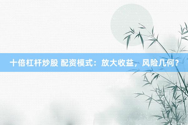 十倍杠杆炒股 配资模式：放大收益，风险几何？