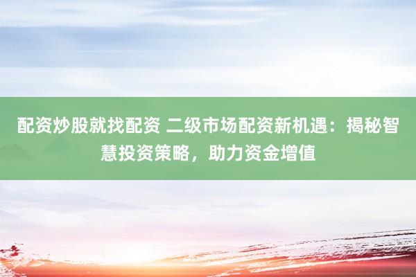 配资炒股就找配资 二级市场配资新机遇：揭秘智慧投资策略，助力资金增值