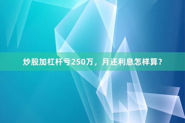 炒股加杠杆亏250万,月还利息怎样算?