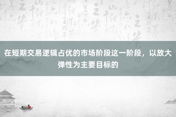 在短期交易逻辑占优的市场阶段这一阶段,以放大弹性为主要目标的