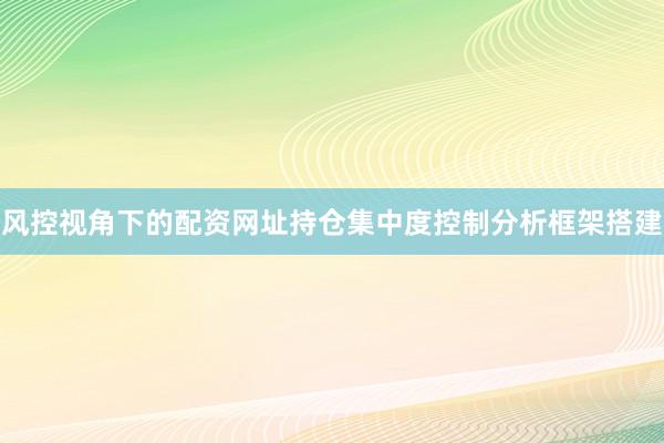 风控视角下的配资网址持仓集中度控制分析框架搭建