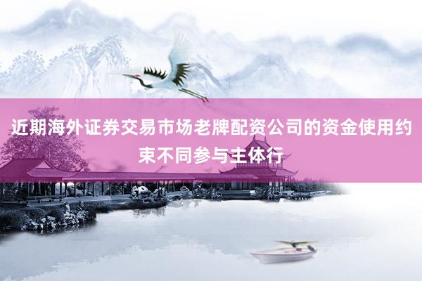 近期海外证券交易市场老牌配资公司的资金使用约束不同参与主体行